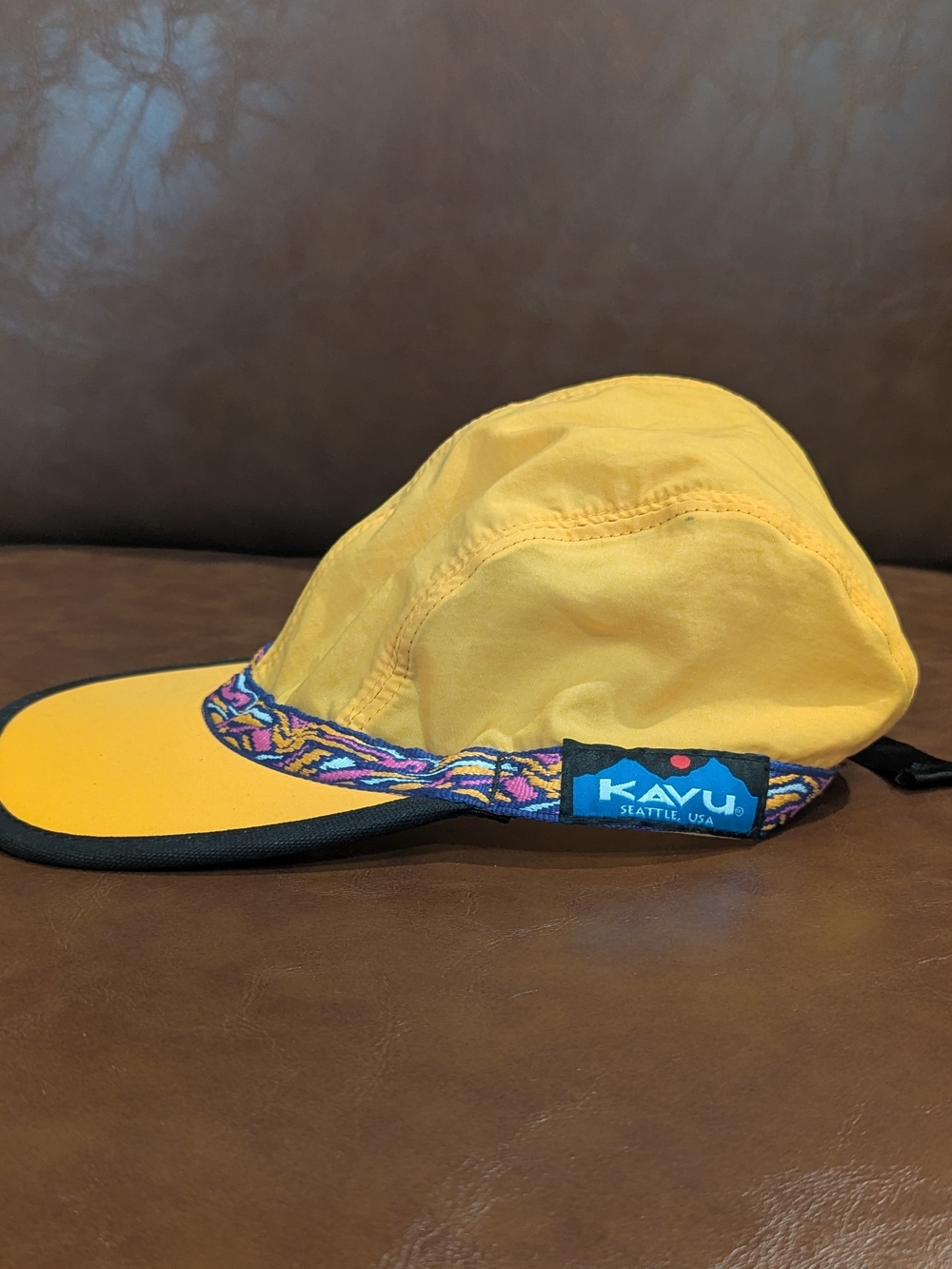 KAVU Nylon Strapcap Yellow Outdoor Trail Hat Quick Dry Webbing Cap
